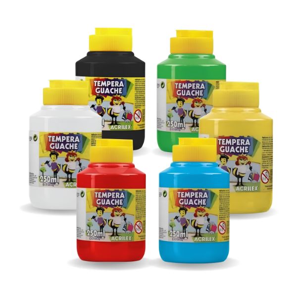 Tinta Colorida Tempera Guache 250 ml - Acrilex | Lavável