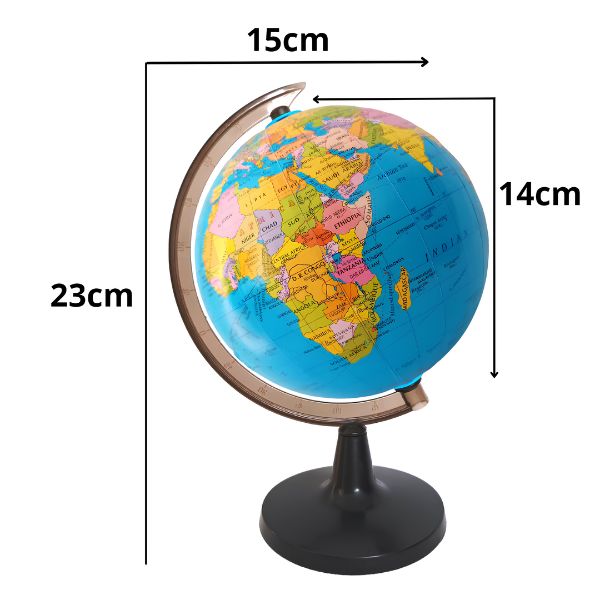 Globo Terrestre Giratório 23cm – Mapa Mundi Escolar de Mesa