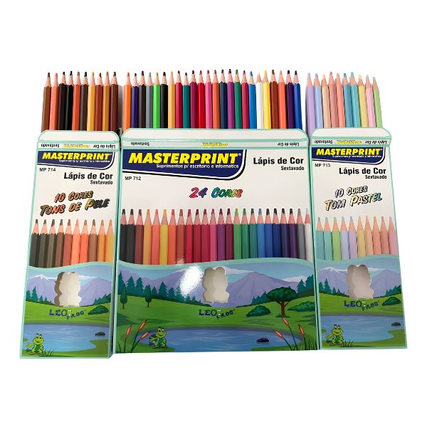 44 Lápis De Cor 24 Cores + 10 Tom Pastel + 10 Tons De Pele